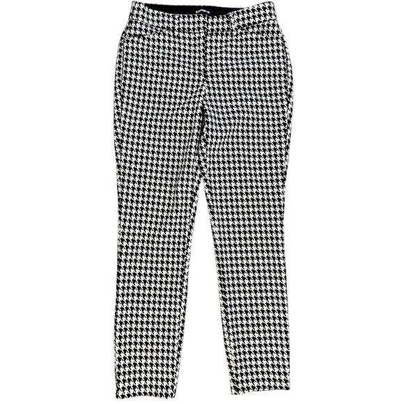 Express Black White Houndstooth plaid trouser womens ankle crop Pants small - Picture 1 of 6